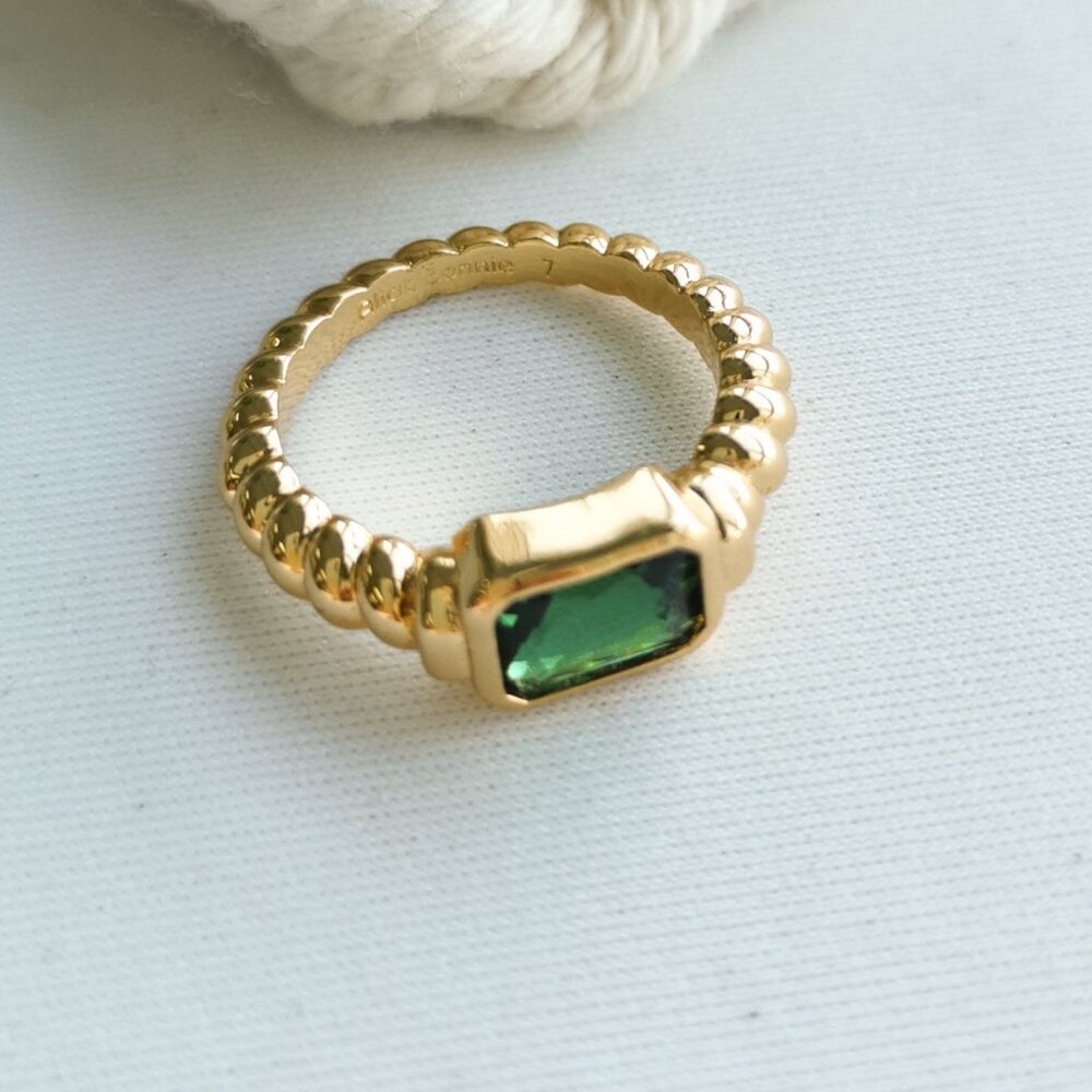 Alicia Bonnie Aurora Gold Green Crystal Ring Size 6.5